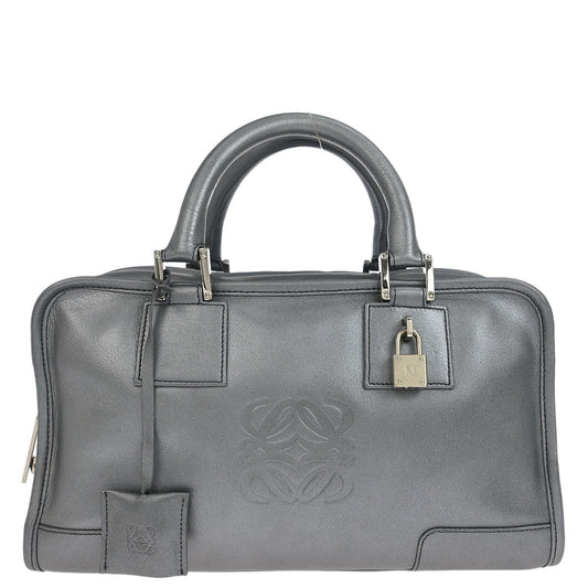 Loewe Silver Lambskin Amazona 28 Handbag