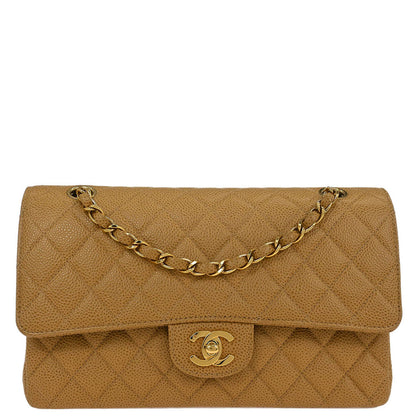 Chanel Beige Caviar Medium Classic Double Flap Shoulder Bag