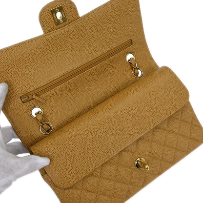 Chanel Beige Caviar Medium Classic Double Flap Shoulder Bag