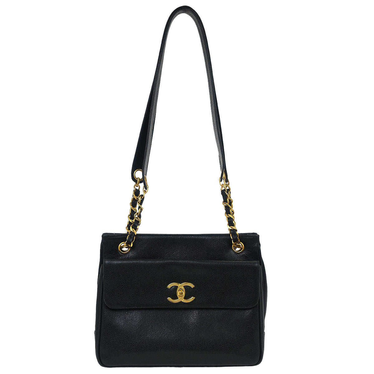 Chanel Black Caviar Shoulder Tote Bag