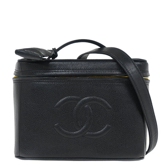 Chanel Black Caviar Vanity 2way Shoulder Handbag