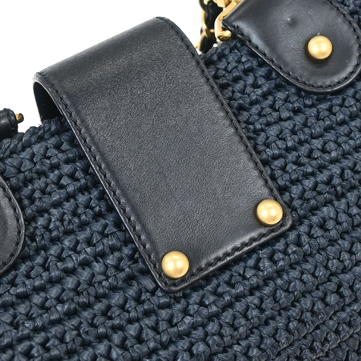 Chanel 2005-2006 Black Straw Chain Tote Handbag