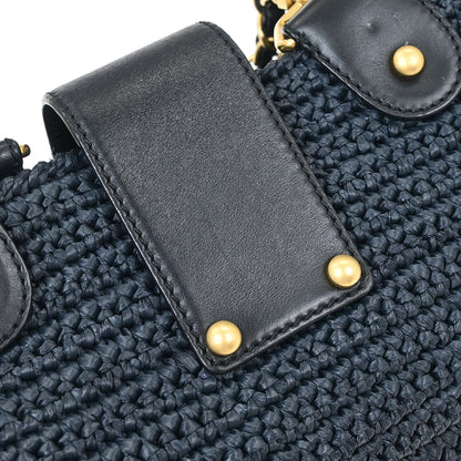 Chanel 2005-2006 Black Straw Chain Tote Handbag
