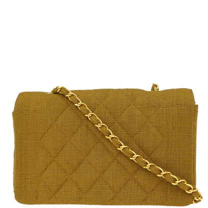 Chanel Brown Linen Small Diana Shoulder Bag