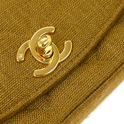 Chanel Brown Linen Small Diana Shoulder Bag