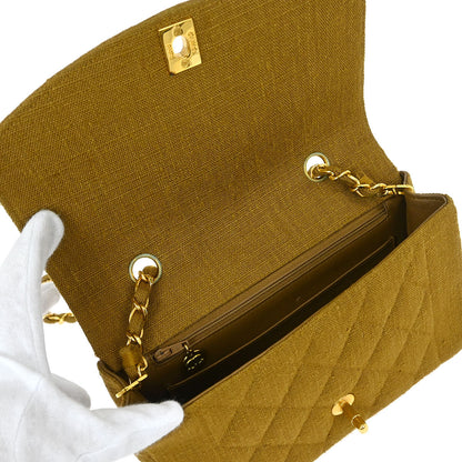 Chanel Brown Linen Small Diana Shoulder Bag