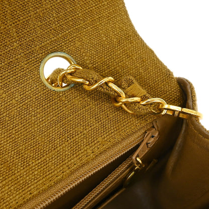 Chanel Brown Linen Small Diana Shoulder Bag