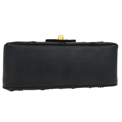 Chanel Black Calfskin Wild Stitch Single Flap Shoulder Bag