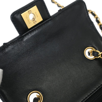 Chanel Black Calfskin Wild Stitch Single Flap Shoulder Bag