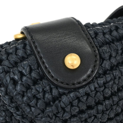 Chanel 2005-2006 Black Straw Shoulder Bag