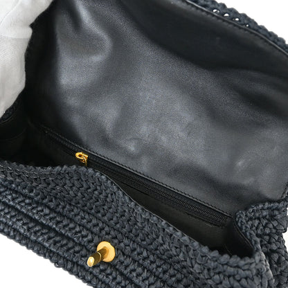 Chanel 2005-2006 Black Straw Shoulder Bag
