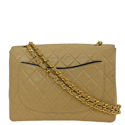 Chanel Beige Lambskin Single Flap Shoulder Bag