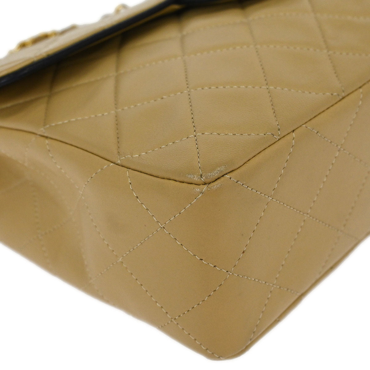 Chanel Beige Lambskin Single Flap Shoulder Bag