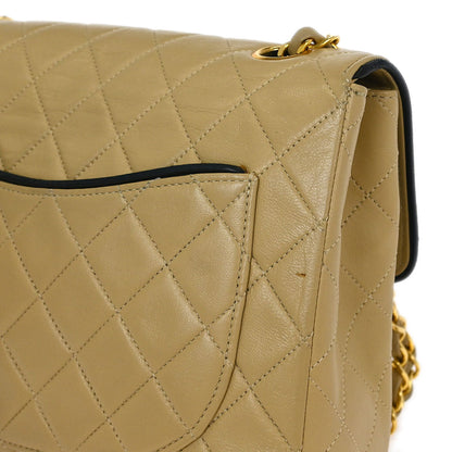 Chanel Beige Lambskin Single Flap Shoulder Bag