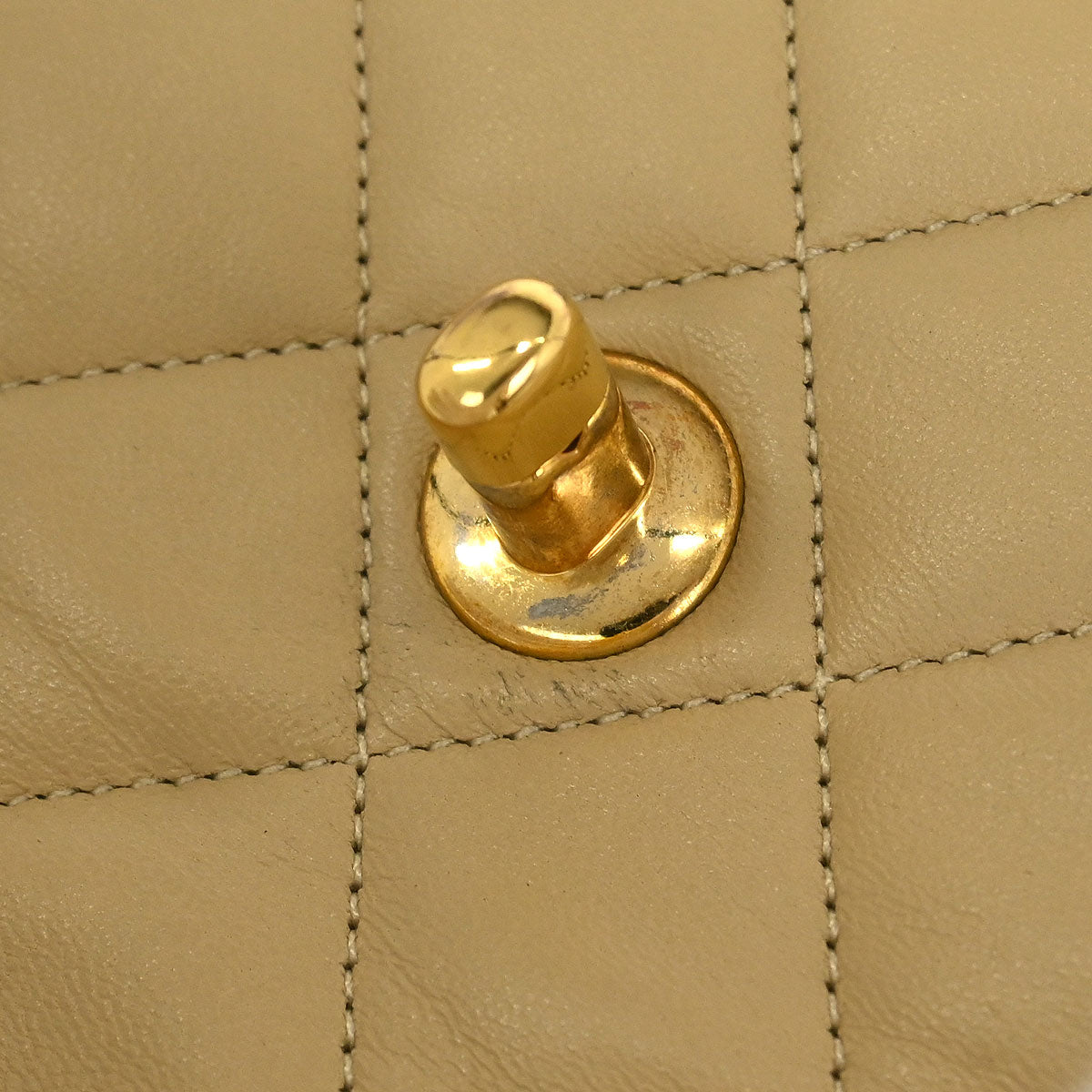 Chanel Beige Lambskin Single Flap Shoulder Bag