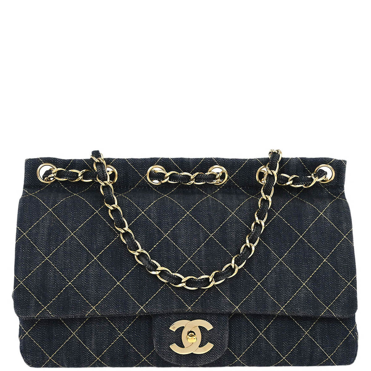 Chanel Blue Denim Single Flap Shoulder Bag