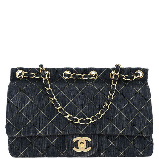 Chanel Blue Denim Single Flap Shoulder Bag
