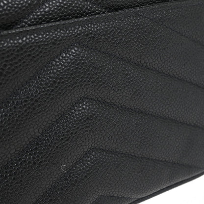 Chanel Black Caviar Chevron Single Flap Shoulder Bag