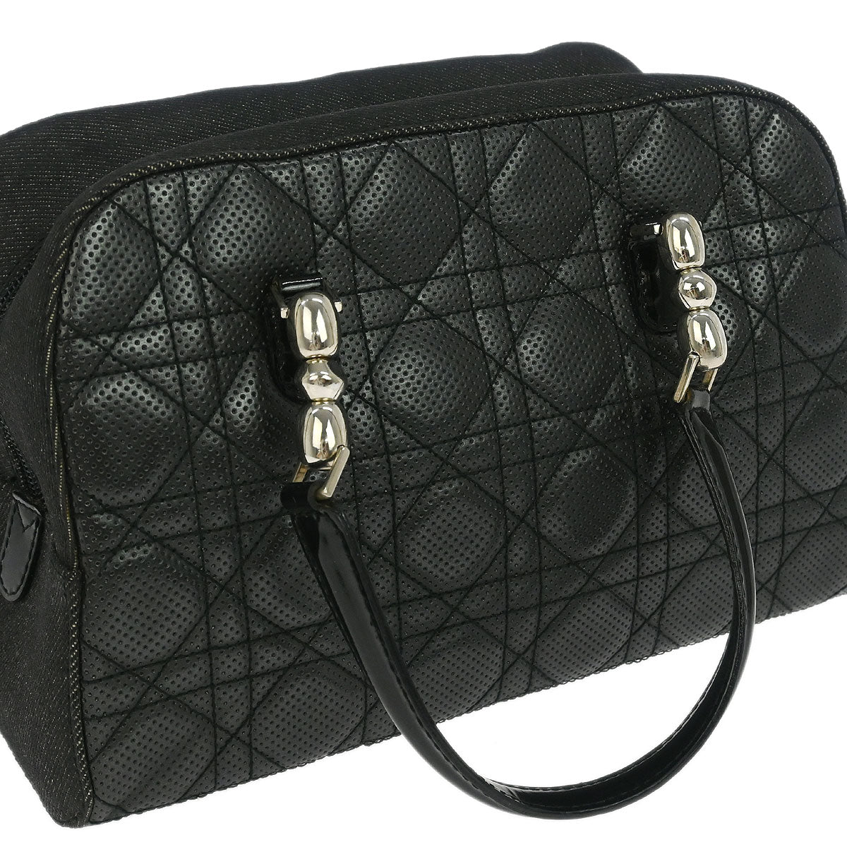 Christian Dior Black Denim Lambskin Malice Cannage Handbag