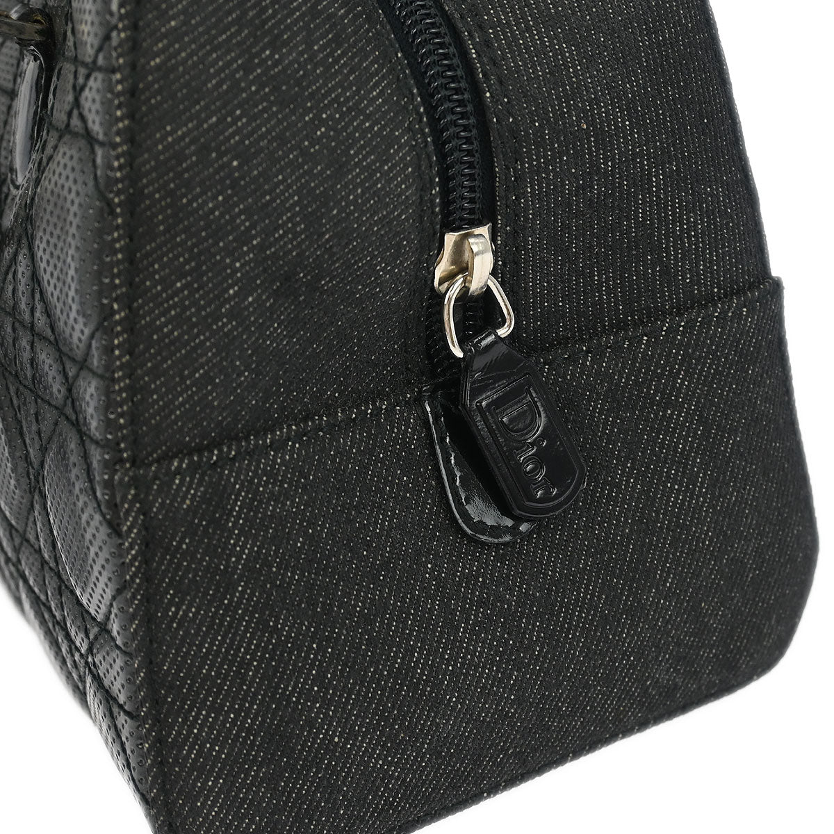 Christian Dior Black Denim Lambskin Malice Cannage Handbag