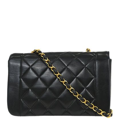 Chanel 1991-1994 Black Lambskin Small Diana Shoulder Bag