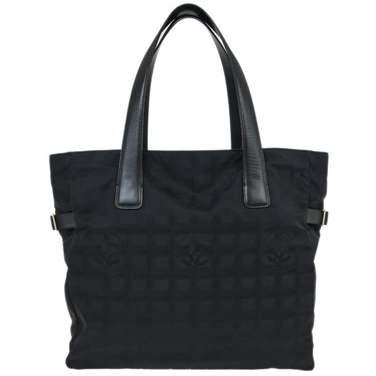 Chanel Black Jacquard Nylon New Travel Line Tote Handbag