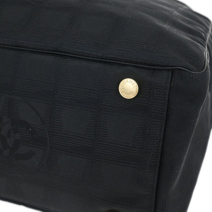 Chanel Black Jacquard Nylon New Travel Line Tote Handbag