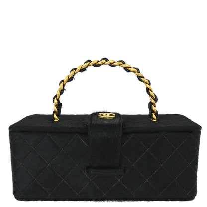 Chanel * Black Pony Hair Vanity Handbag