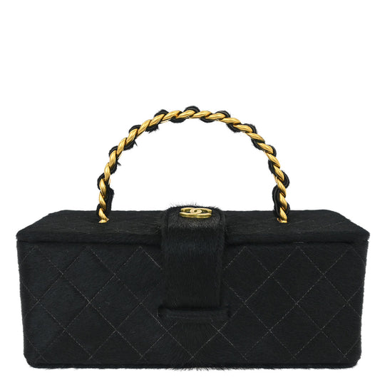 Chanel * Black Pony Hair Vanity Handbag