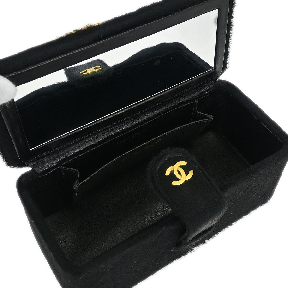 Chanel * Black Pony Hair Vanity Handbag