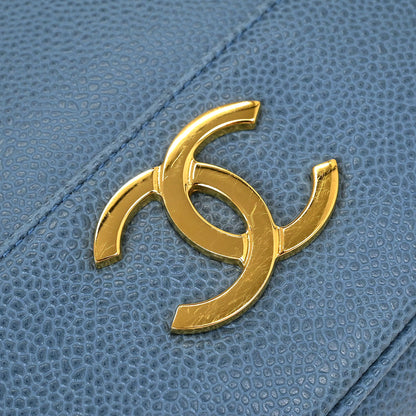 Chanel Blue Calfskin Triple CC Shoulder Tote Bag
