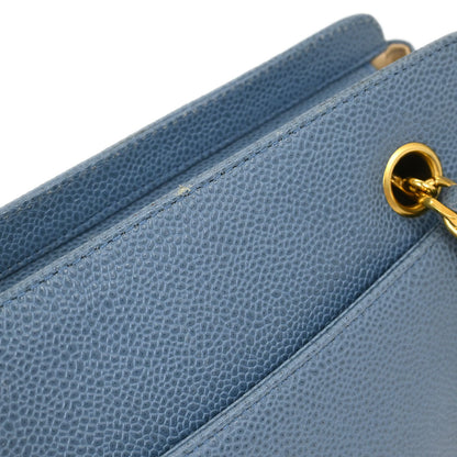 Chanel Blue Calfskin Triple CC Shoulder Tote Bag