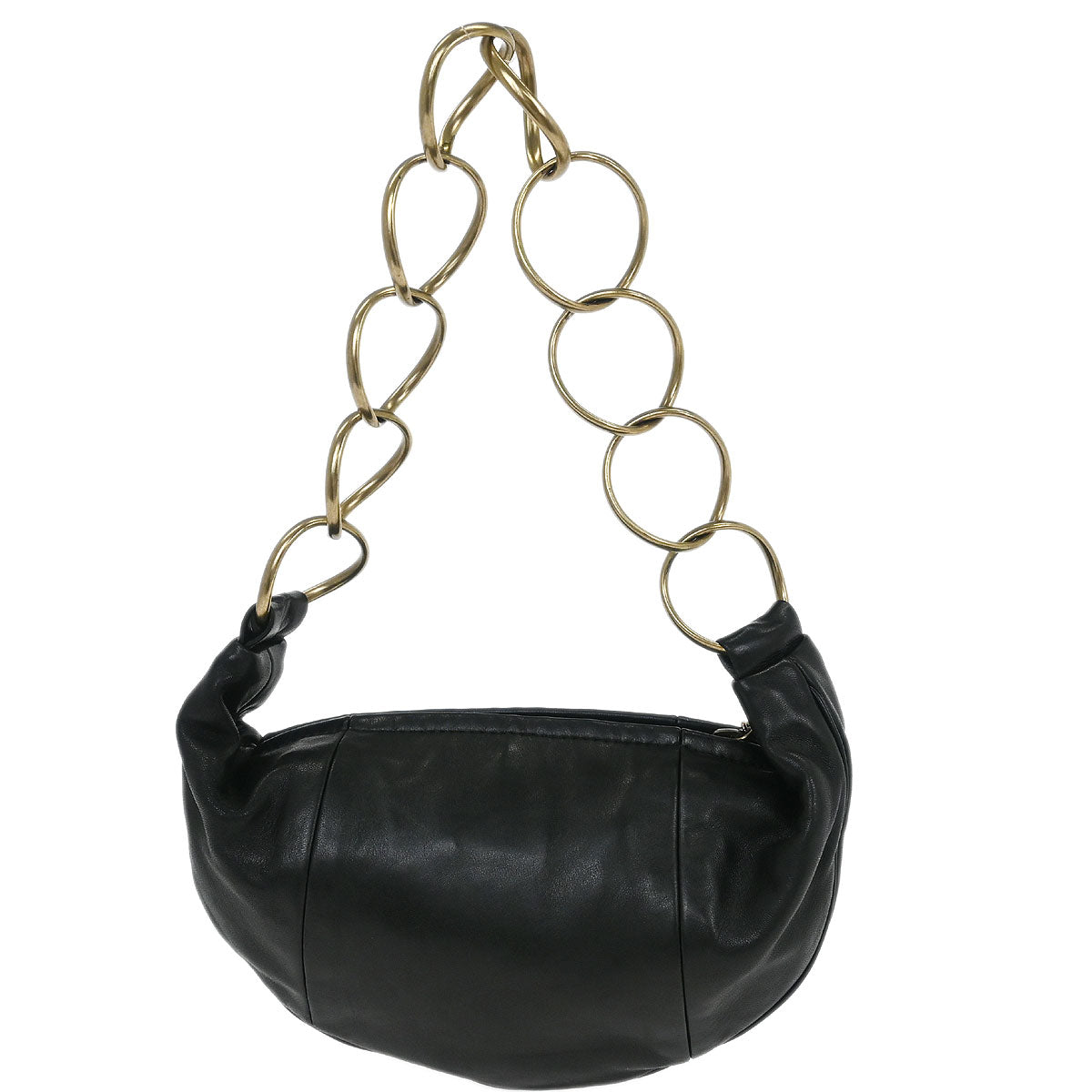 Chanel 2002-2003 Black Lambskin Chain Hobo Handbag
