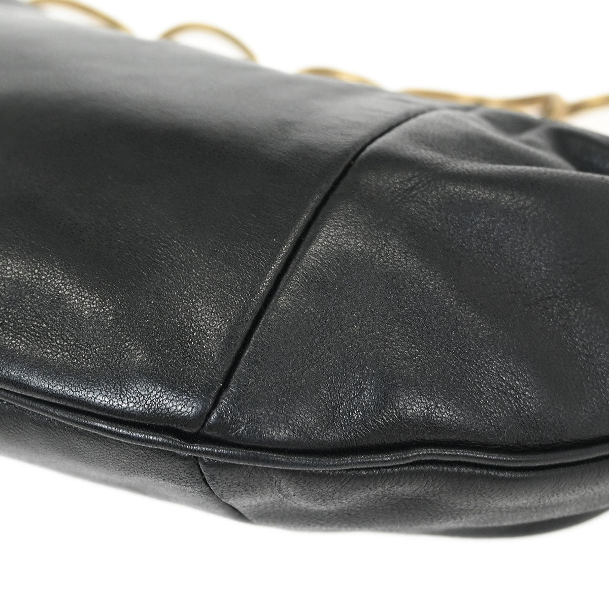 Chanel 2002-2003 Black Lambskin Chain Hobo Handbag