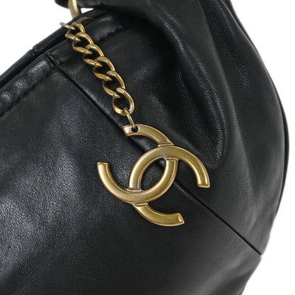 Chanel 2002-2003 Black Lambskin Chain Hobo Handbag