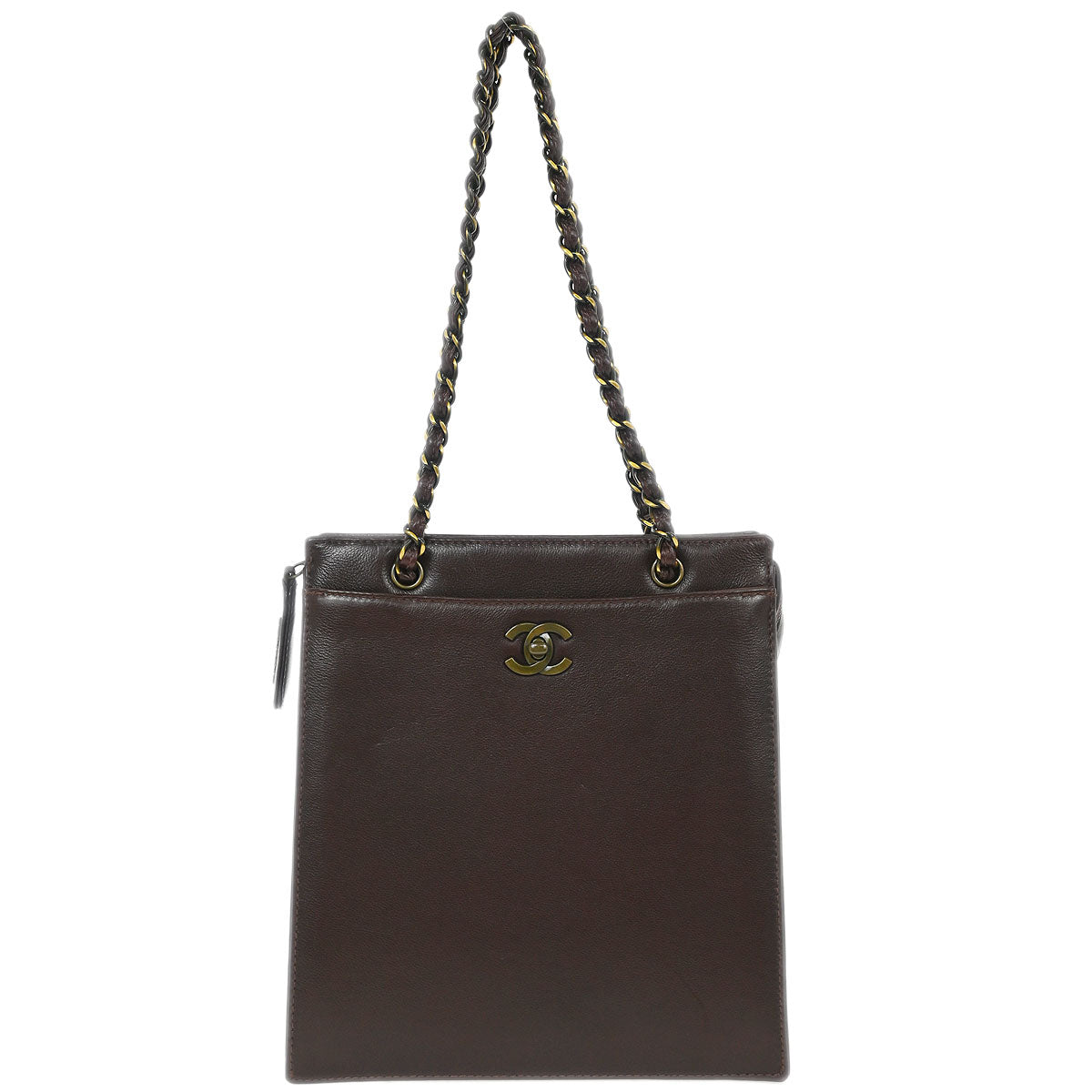 Chanel Brown Calfskin Shoulder Tote Bag