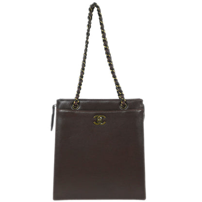 Chanel Brown Calfskin Shoulder Tote Bag