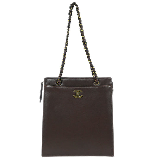 Chanel Brown Calfskin Shoulder Tote Bag