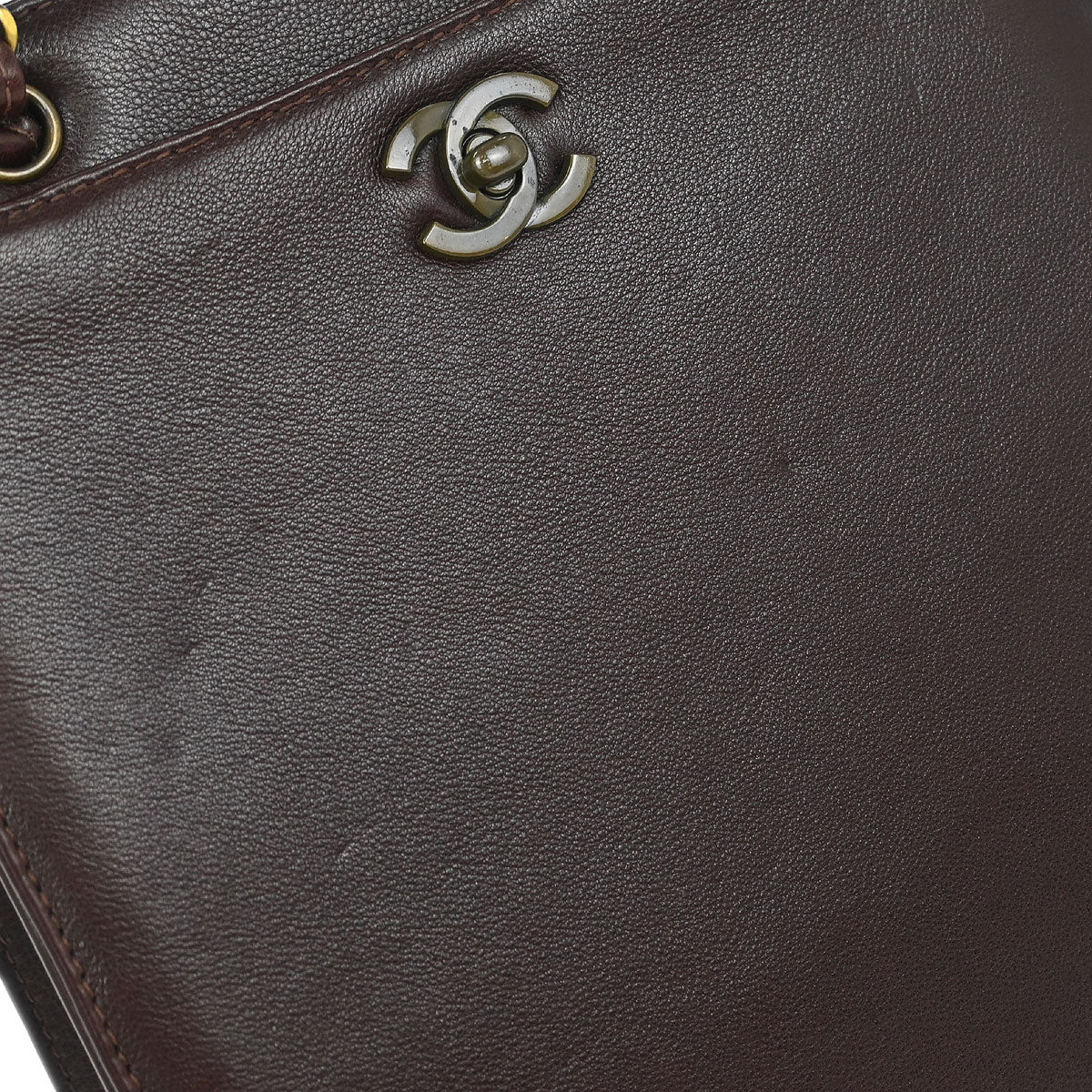 Chanel Brown Calfskin Shoulder Tote Bag