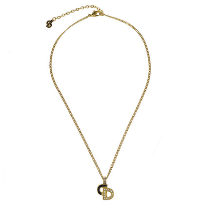 Christian Dior Necklace Pendant Gold Rhinestone