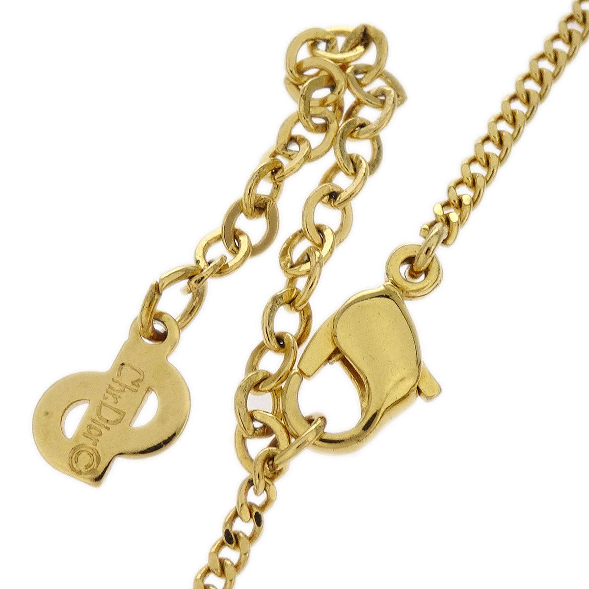 Christian Dior Necklace Pendant Gold Rhinestone