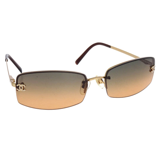 Chanel Sunglasses Eyewear Brown Rhinestone Small Good