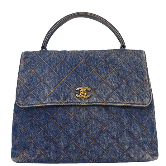 Chanel Blue Denim Kelly Handbag