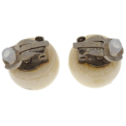 Chanel Button Earrings Clip-On White 99A