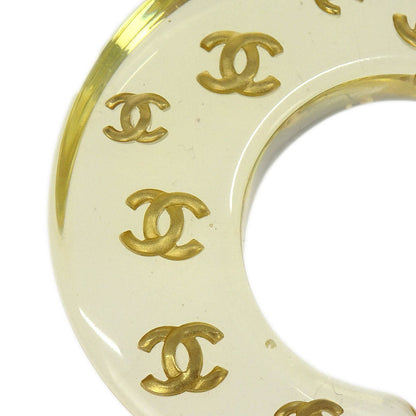 Chanel Hoop Crescent Moon Earrings Clip-On Gold 01P
