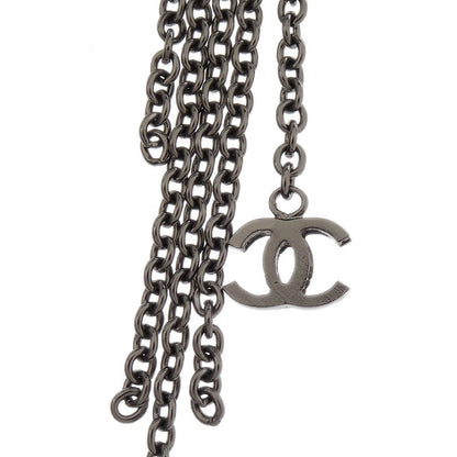 Chanel Fringe Chain Necklace Silver 02A