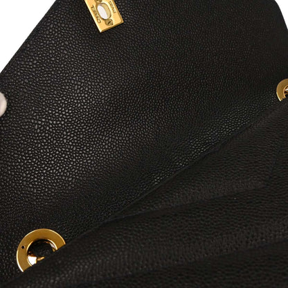 Chanel Black Caviar Chevron Shoulder Bag