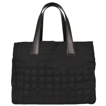 Chanel 2003-2004 Black Jacquard Nylon New Travel Line Tote Handbag