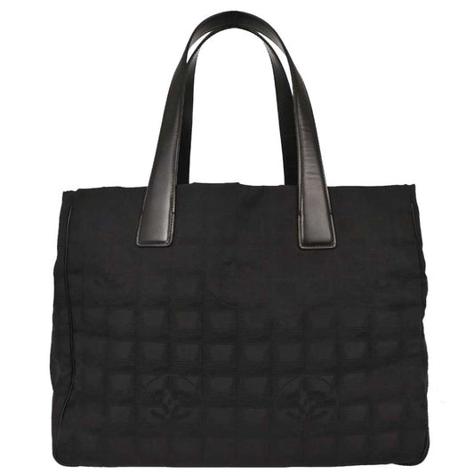 Chanel 2003-2004 Black Jacquard Nylon New Travel Line Tote Handbag