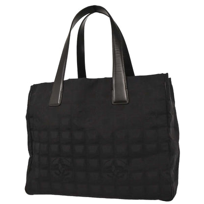 Chanel 2003-2004 Black Jacquard Nylon New Travel Line Tote Handbag